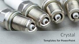 Presentation with spark plugs - Beautiful presentation design featuring new-car-spark-plugs backdrop and a light gray colored foreground