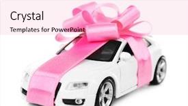  Presentation with pink white - Cool new slides with new car with pink bow backdrop and a lemonade colored foreground