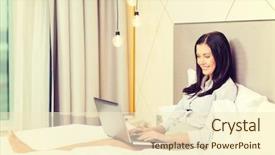  Presentation with hotel technology - Beautiful PPT theme featuring new career - business technology internet and hotel backdrop and a cream colored foreground