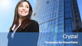  Presentation with confident - Beautiful slide set featuring new career - confident businesswoman portrait backdrop and a teal colored foreground