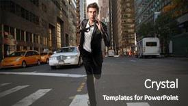  Presentation with nsw street - Cool new presentation with new career - young businessman running backdrop and a dark gray colored foreground