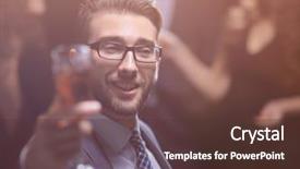  Presentation with elegant man in glasses optics - Amazing slides having new casino - elegant man raising a glass backdrop and a  colored foreground