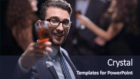  Presentation with elegant man in glasses optics - Presentation theme featuring new casino - elegant man raising a glass background and a  colored foreground