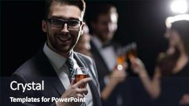  Presentation with glass - Beautiful PPT layouts featuring new casino - elegant man raising his glass backdrop and a wine colored foreground