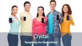  Presentation with youth group - PPT theme having new cell phone - friendship youth and people concept background and a ocean colored foreground