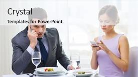  Presentation with new technology - Colorful presentation enhanced with new cell phone - restaurant couple technology and holiday backdrop and a  colored foreground