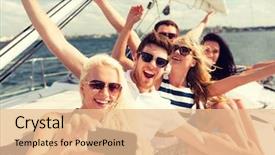  Presentation with travel friends - Presentation design consisting of new cell phone - vacation travel sea friendship background and a lemonade colored foreground