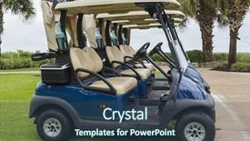  Presentation with sport cars - Audience pleasing PPT layouts consisting of new clean golf course carts backdrop and a ocean colored foreground