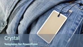  Presentation with trousers - Slide deck with new clothes - jeans trousers with blank paper background and a ocean colored foreground