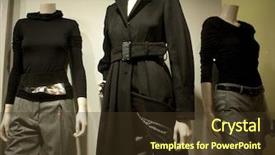  Presentation with mannequin - Colorful PPT theme enhanced with new clothes - mannequin no brandnames or copyright backdrop and a tawny brown colored foreground