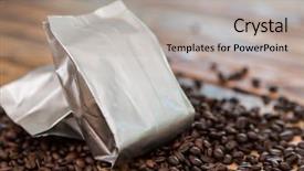  Presentation with bag - Beautiful presentation design featuring new coffee foil bag backdrop and a light gray colored foreground