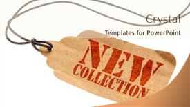  Presentation with price - PPT layouts with new collection sign - a paper price tag with a twine isolated on white background and a cream colored foreground