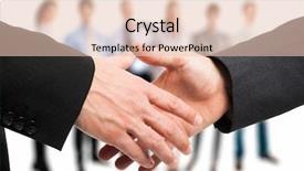  Presentation with shaking hands - Amazing presentation design having stacks of disposable diapers backdrop and a light gray colored foreground.