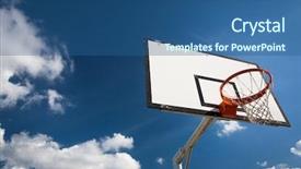  Presentation with basketball blue - Amazing PPT theme having new competencies - basketball hoop against lovely blue backdrop and a ocean colored foreground