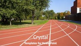  Presentation with running tracks - Slides with new competencies - red running tracks in sport background and a coral colored foreground