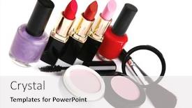  Presentation with complete - Presentation theme enhanced with new complete makeup set isolated on white background and a white colored foreground