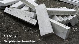  Presentation with road construction - PPT theme consisting of new-concrete-blocks-and-curbs background and a dark gray colored foreground