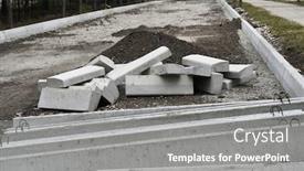  Presentation with road construction - Cool new PPT theme with new-concrete-blocks-and-curbs backdrop and a gray colored foreground