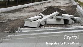  Presentation with road construction - Colorful presentation theme enhanced with new-concrete-blocks-and-curbs backdrop and a gray colored foreground