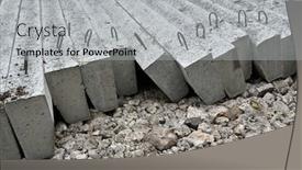  Presentation with road construction - Presentation theme featuring new-concrete-blocks-and-curbs background and a light gray colored foreground