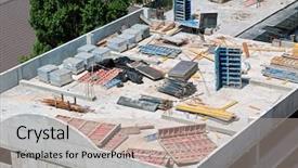  Presentation with concrete waste - PPT theme having new concrete floor construction background and a mint green colored foreground