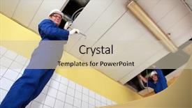  Presentation with electricians - Cool new presentation theme with new conditions - electricians wiring a large room backdrop and a soft green colored foreground