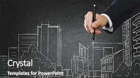  Presentation with community development - Slide deck with new construction development project background and a dark gray colored foreground