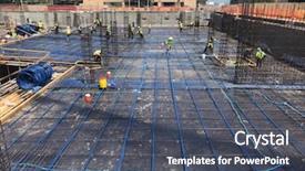  Presentation with cable - Presentation theme enhanced with new construction laying cable background and a ocean colored foreground