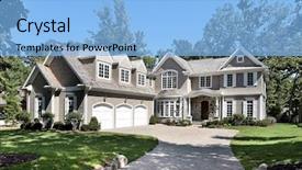  Presentation with new home - PPT theme featuring new construction luxury home background and a light blue colored foreground