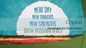  Presentation with thoughts - Presentation theme featuring new-day-thoughts-strengths background and a light blue colored foreground