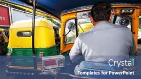  Presentation with rickshaw - Presentation featuring new-delhi-india-march-09 background and a ocean colored foreground
