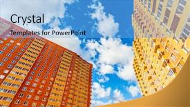  Presentation with modern building - Presentation consisting of new development - modern building red and yellow background and a  colored foreground