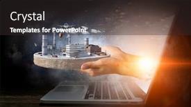  Presentation with development - Colorful PPT theme enhanced with new development project mixed media backdrop and a dark gray colored foreground