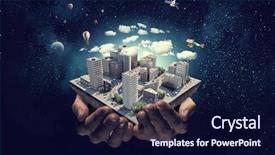  Presentation with development - PPT theme consisting of new development project mixed media background and a navy blue colored foreground