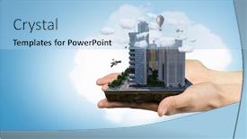  Presentation with development - Presentation design consisting of new development project mixed media background and a light blue colored foreground