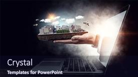  Presentation with development - Colorful PPT theme enhanced with new development project mixed media backdrop and a wine colored foreground