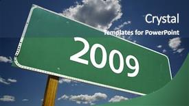  Presentation with clouds - Slides enhanced with new direction - 2009 road sign with dramatic background and a ocean colored foreground