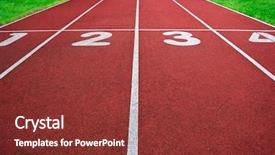  Presentation with race track - Amazing PPT layouts having new direction - red race track with numbers backdrop and a tawny brown colored foreground