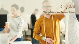  Presentation with successful - Slide set having new dress in working environment background and a lemonade colored foreground