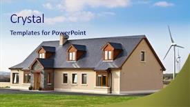  Presentation with wind turbines - Cool new theme with new ecology house with wind backdrop and a light blue colored foreground