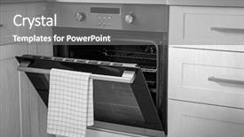  Presentation with kitchen - Theme with new electric oven in kitchen background and a gray colored foreground