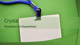  Presentation with staff - PPT theme with new staff - blank badge on green background and a seafoam green colored foreground