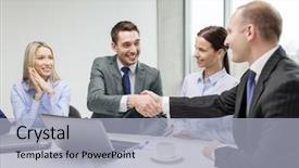  Presentation with business technology internet and network - Beautiful presentation theme featuring different painting tools on wooden floor indoors backdrop and a light gray colored foreground