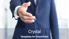  Presentation with handshake - Slide set consisting of new hire - close-up of a businessman offering background and a ocean colored foreground