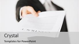  Presentation with contract - Slides consisting of employment rights - picture of man hands holding background and a light gray colored foreground