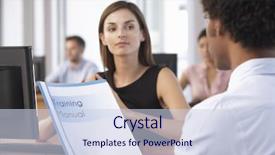  Presentation with busy work - Cool new theme with new employee starting work backdrop and a sky blue colored foreground