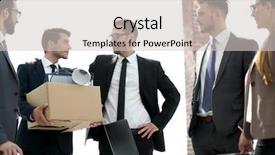  Presentation with employee - Theme featuring new employee welcome - business group welcoming new employee background and a  colored foreground