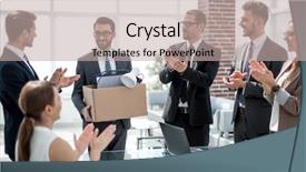  Presentation with welcome aboard new staff - Beautiful slides featuring new employee with applause backdrop and a mint green colored foreground