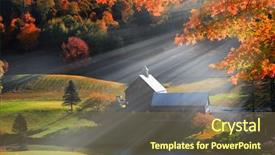  Presentation with old england - Colorful slide deck enhanced with new england - old barn in vermont rural backdrop and a tawny brown colored foreground