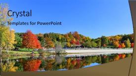 Presentation with fall lake - Slides enhanced with stunning new england lake background and a gray colored foreground